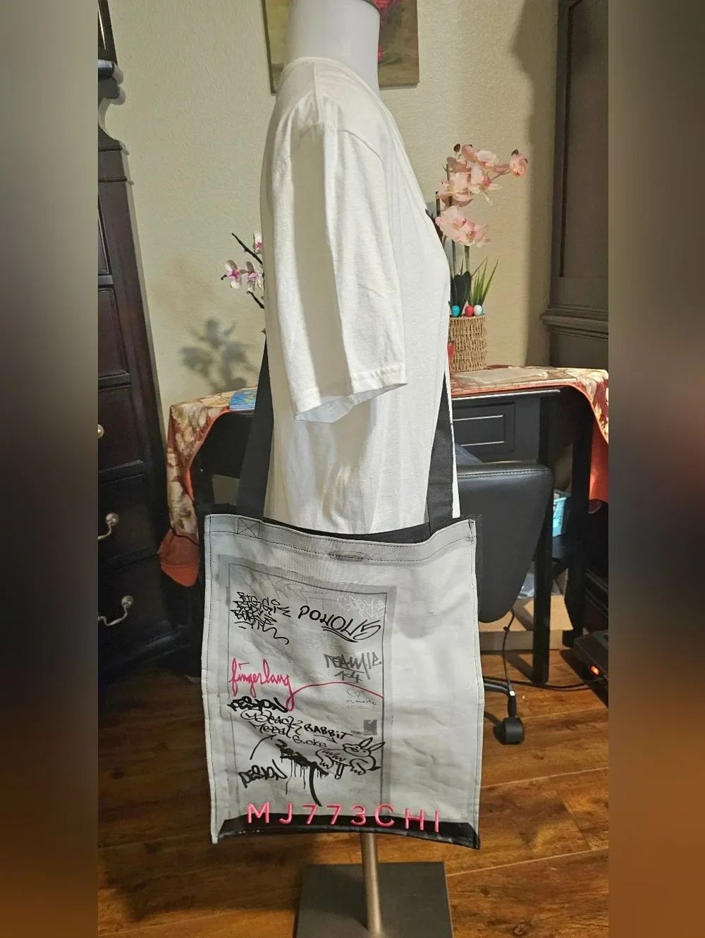Marc Jacobs Black Interior Canvas Tote with Pink Accent